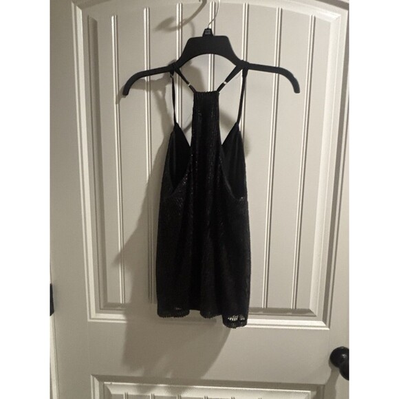 Women’s Black Sequin T-Back Spaghetti Strap Lined Top Measurements In Desc - Picture 5 of 5